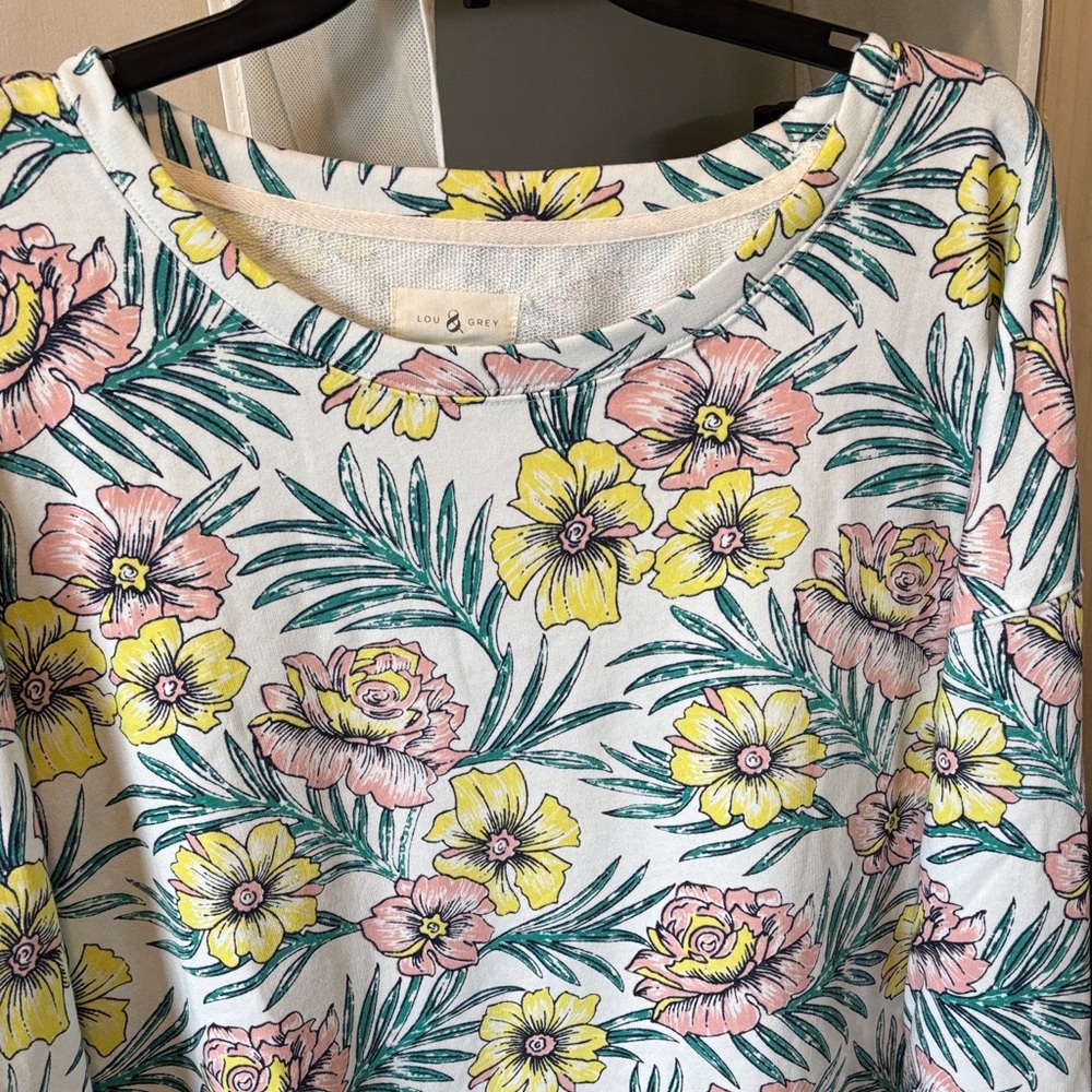 Lou & Grey Floral Top with matching shorts with Yellow and Pink Accents